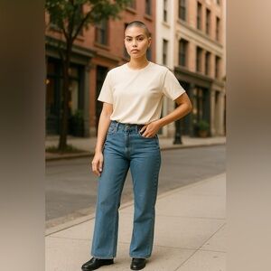 RSQ High Rise Flare Stretch Cotton Denim Jean 12/14 Women Raw Hem Casual Stretch